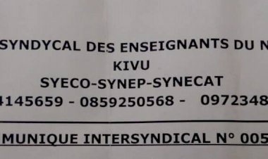 Nord-Kivu : L'Intersyndical appelle les enseignants à reprendre les activités scolaires
